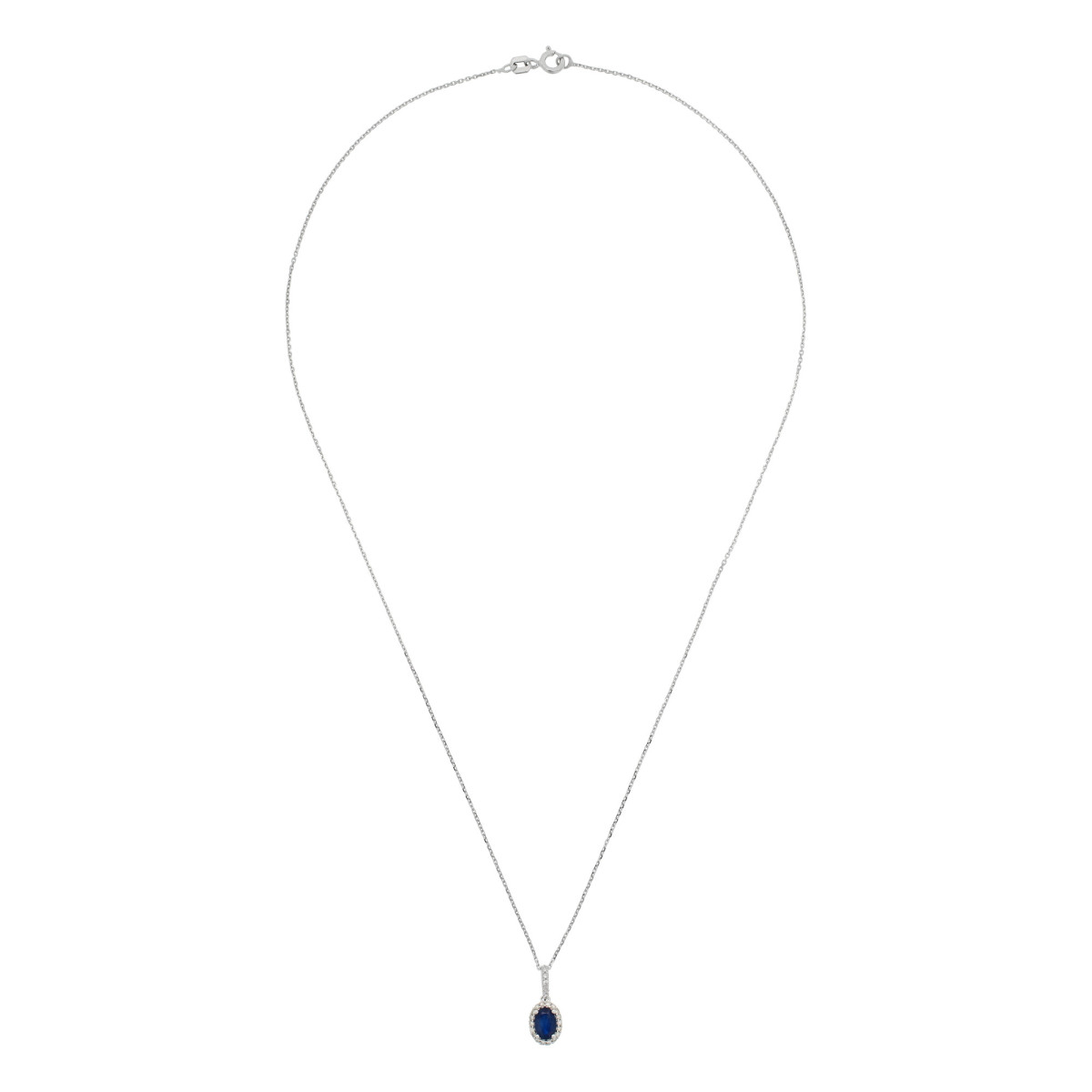 Pendentif "Douceur Brillante" Or blanc et Saphir