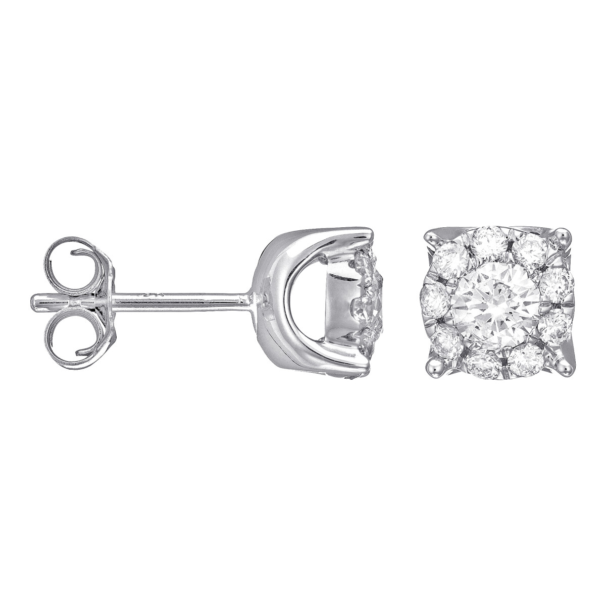 Boucles d'oreilles Or Blanc et Diamants 0,11 carat "BRILLANT LUCIANA"