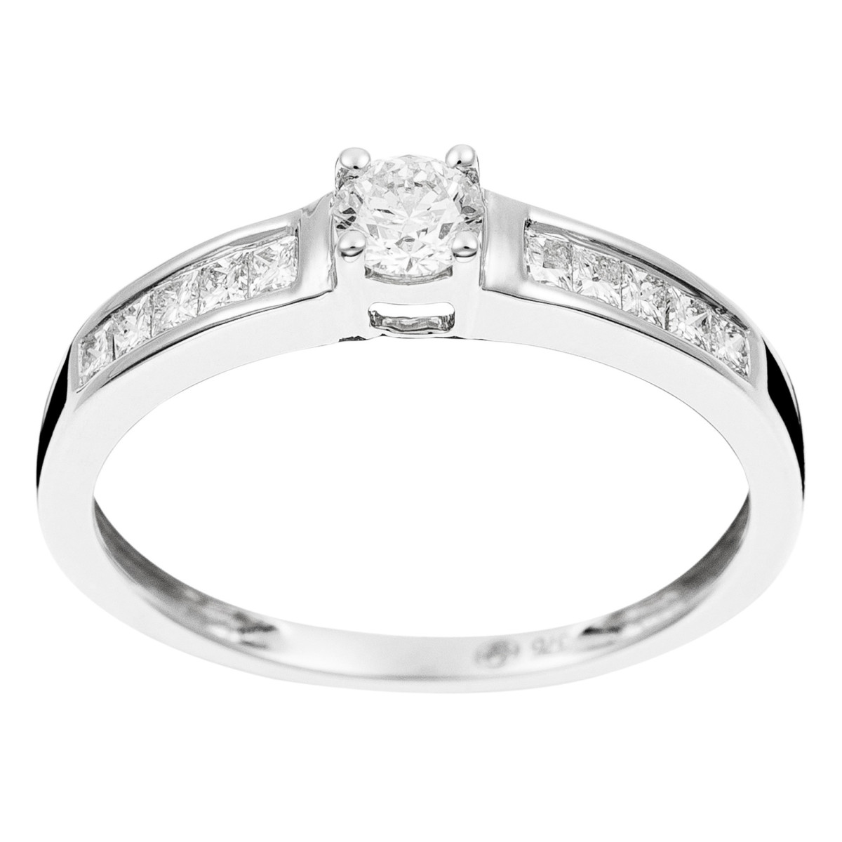 Bague Solitaire "Tour Princesse" Or blanc et Diamants