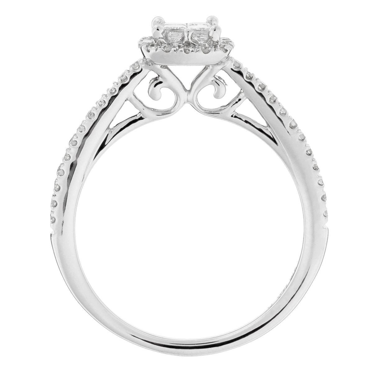 Bague Solitaire Or Blanc et Diamants 0,52 carats Pour Femme "Brillant Duo" Duo Solitaire Alliance Or Blanc et Diamants 0,52 carat "BRILLANT DUO"