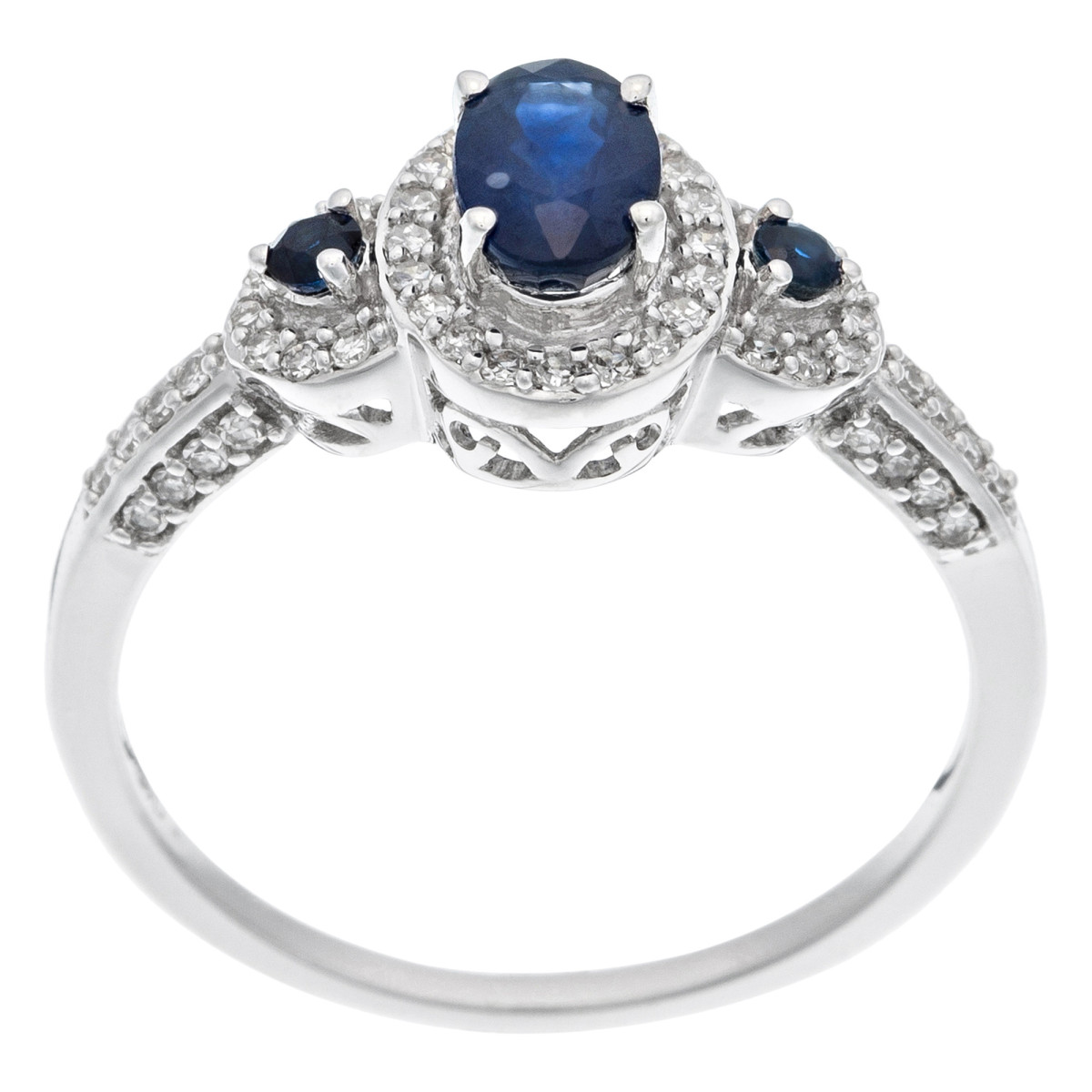 Bague Or Blanc et Diamants 0,22 carats "Les Mots Bleus" Bague "Amour Envoûtant" Or blanc et Saphir