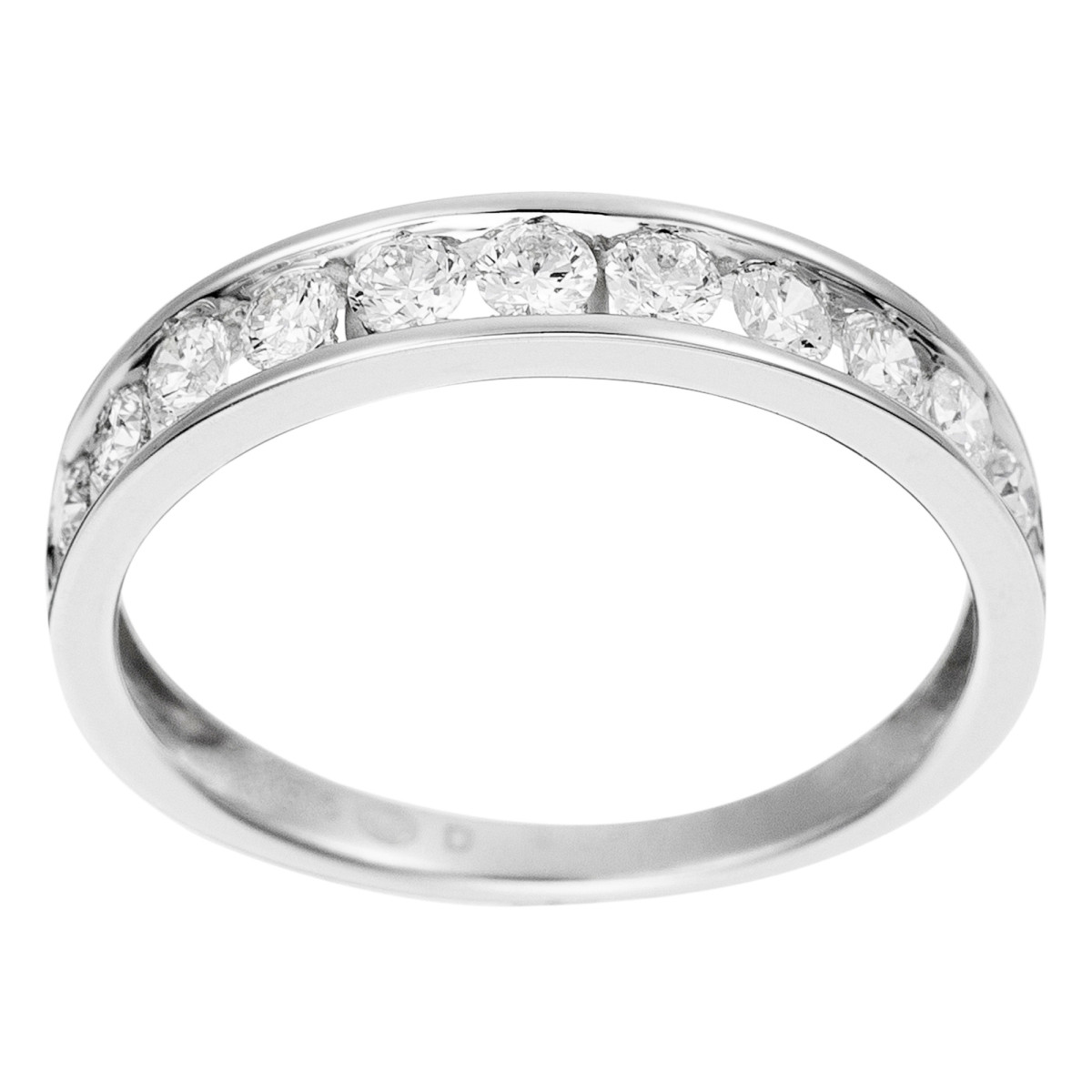 Bague Or Blanc et Diamants 0,75 carats "Alliance Rail" Bague Alliance "Rail" Or blanc et Diamants