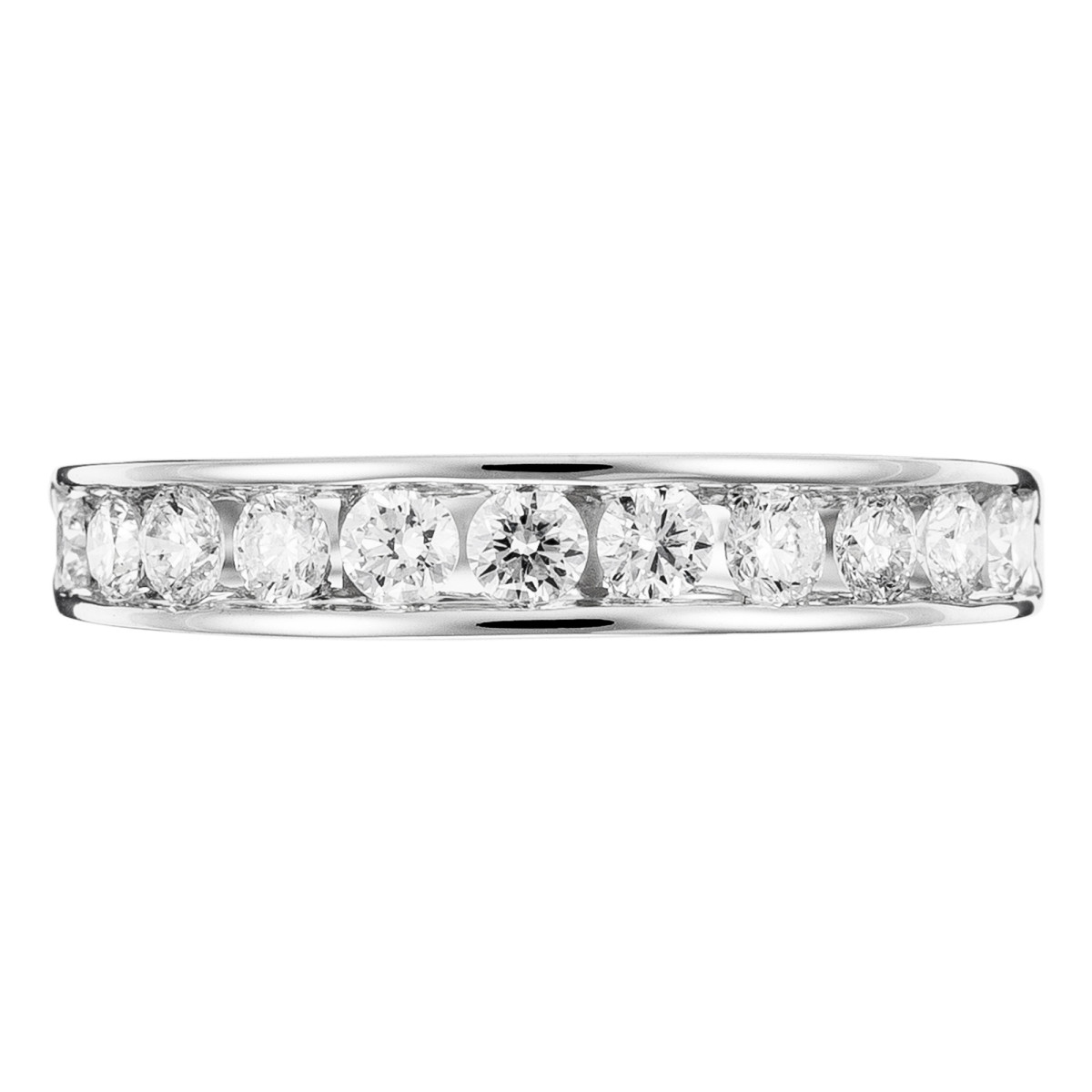 Bague Or Blanc et Diamants 0,75 carats "Alliance Rail" Bague Alliance "Rail" Or blanc et Diamants