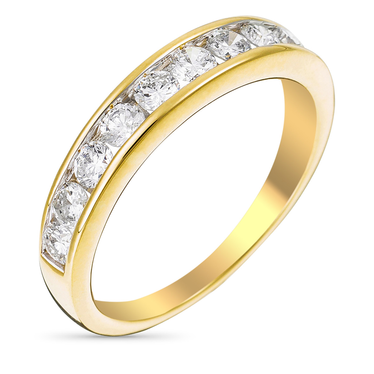 Bague Or Jaune et Diamants 0,75 carats "Alliance Rail" Bague Alliance "Rail" Or jaune et Diamants