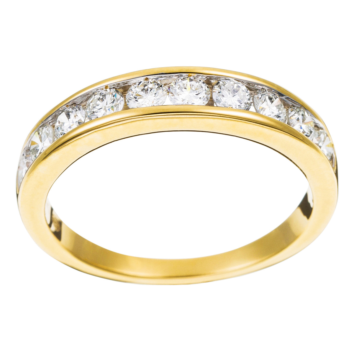Bague Or Jaune et Diamants 0,75 carats "Alliance Rail" Bague Alliance "Rail" Or jaune et Diamants