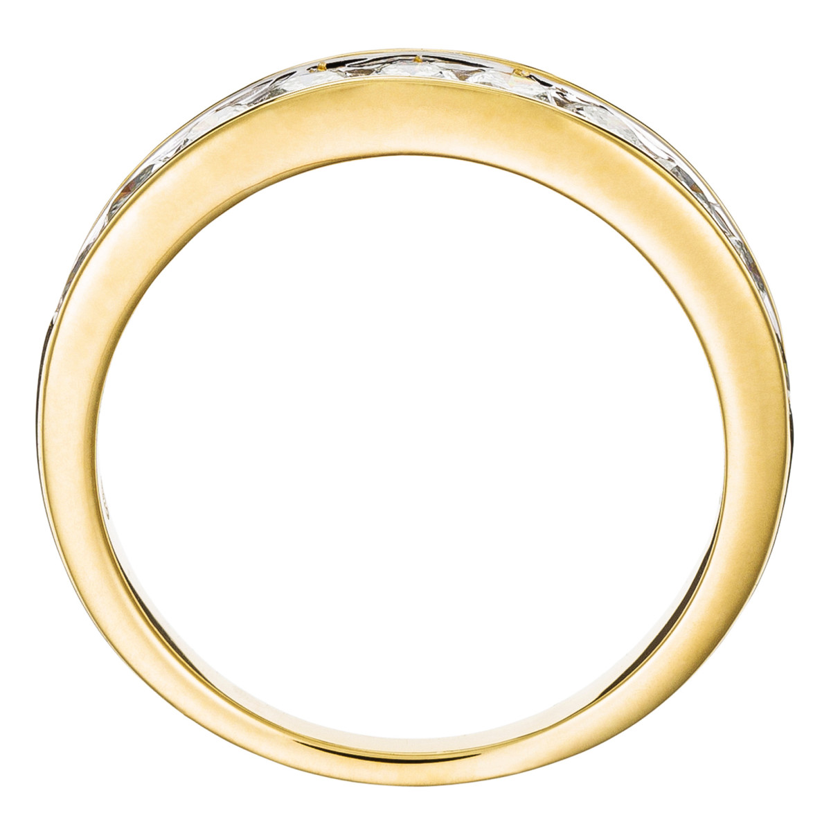 Bague Or Jaune et Diamants 0,75 carats "Alliance Rail" Bague Alliance "Rail" Or jaune et Diamants