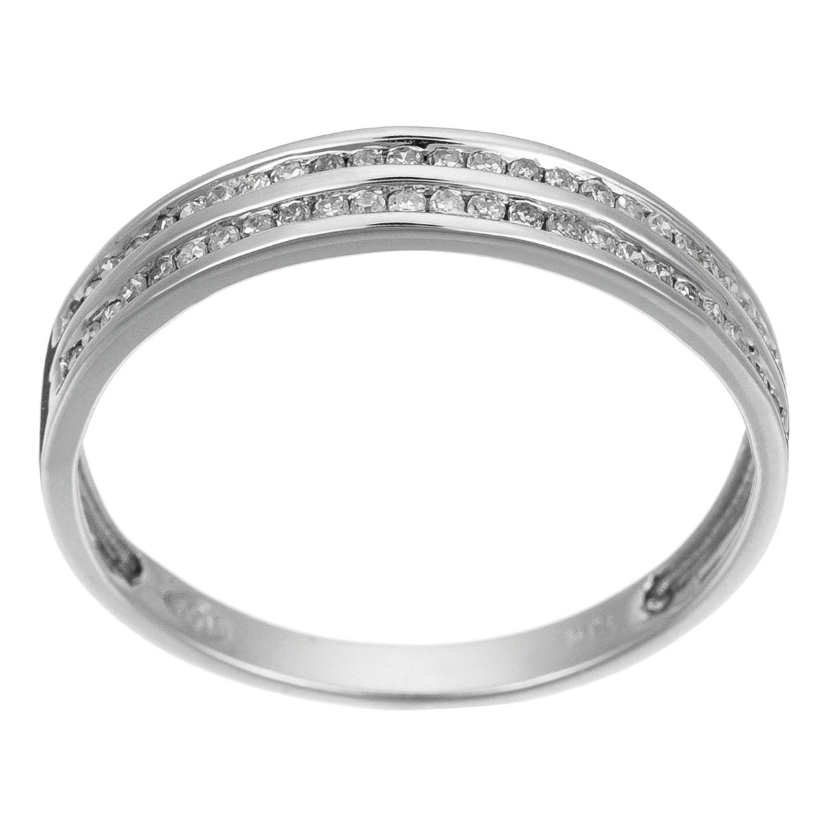 Bague Or Blanc et Diamants 0,20 carats "Alliance 2 rangs d'amour" Bague "Attentive" Or blanc et Diamant