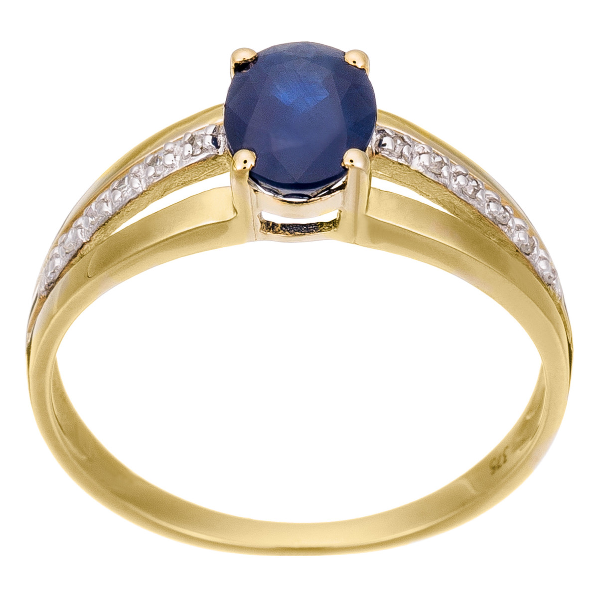 Bague Or Jaune, Diamants 0,05 carats et Saphir 1 carat "Solitaire Tria" Solitaire "Tria Saphir" Or jaune et Diamants