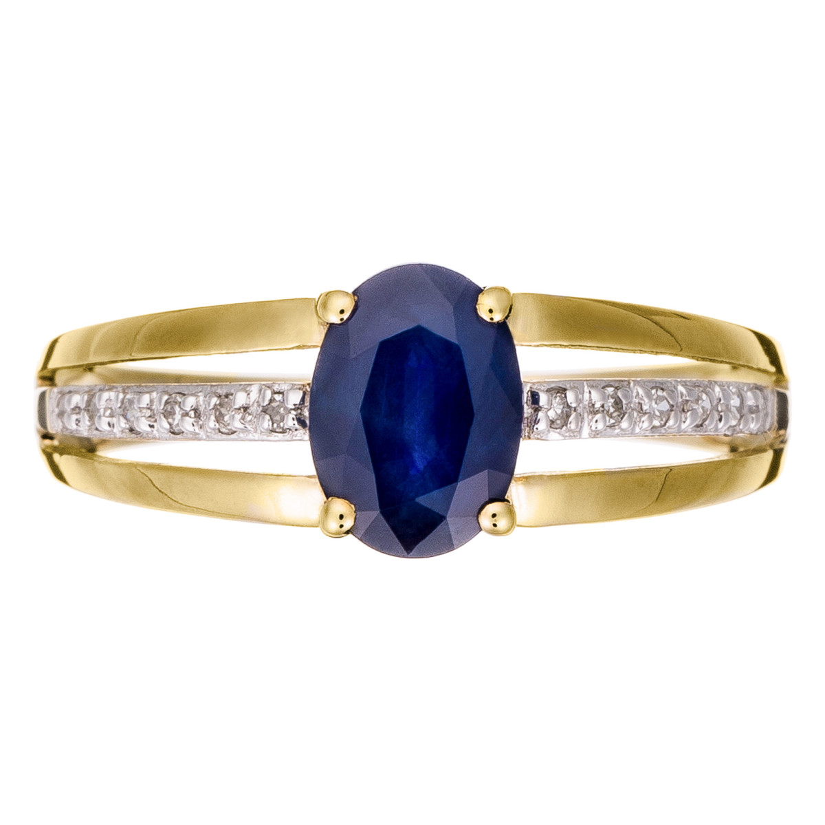 Bague Or Jaune, Diamants 0,05 carats et Saphir 1 carat "Solitaire Tria" Solitaire "Tria Saphir" Or jaune et Diamants