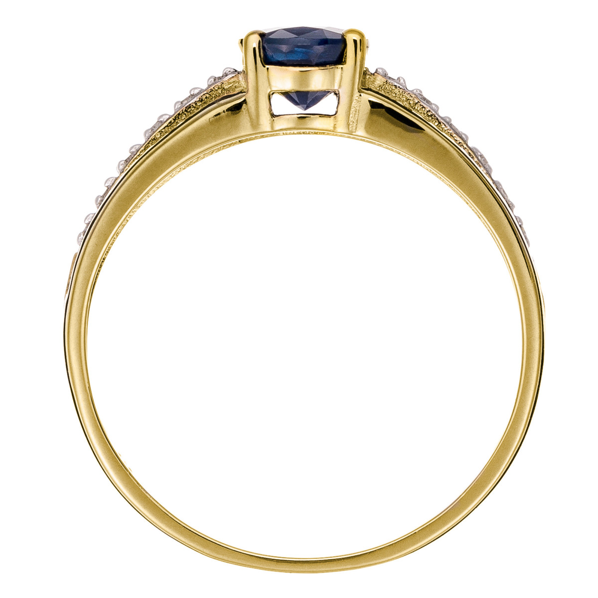 Bague Or Jaune, Diamants 0,05 carats et Saphir 1 carat "Solitaire Tria" Solitaire "Tria Saphir" Or jaune et Diamants