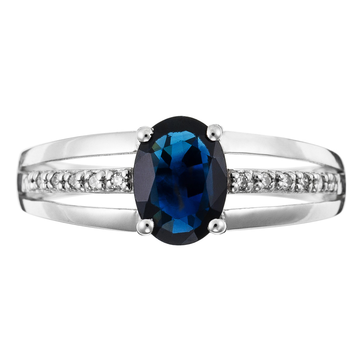 Bague Or Blanc, Diamants 0,05 carats et Saphir 1 carat "Solitaire Tria" Solitaire "Tria Saphir" Or blanc et Diamants