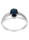 Bague Or Blanc, Diamants 0,05 carats et Saphir 1 carat "Solitaire Tria"