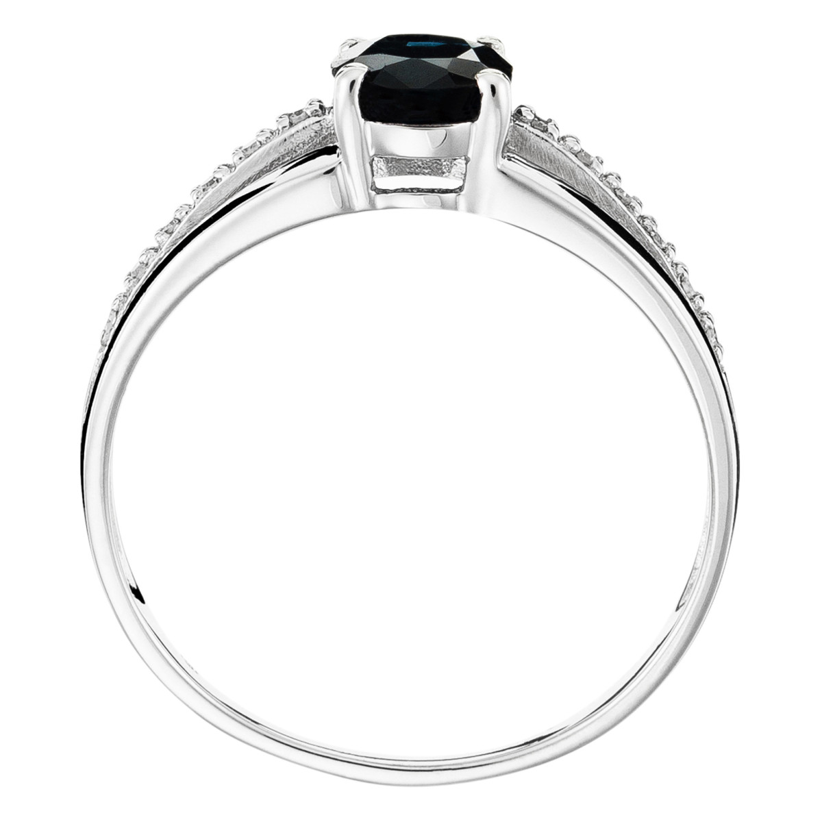 Bague Or Blanc, Diamants 0,05 carats et Saphir 1 carat "Solitaire Tria" Solitaire "Tria Saphir" Or blanc et Diamants