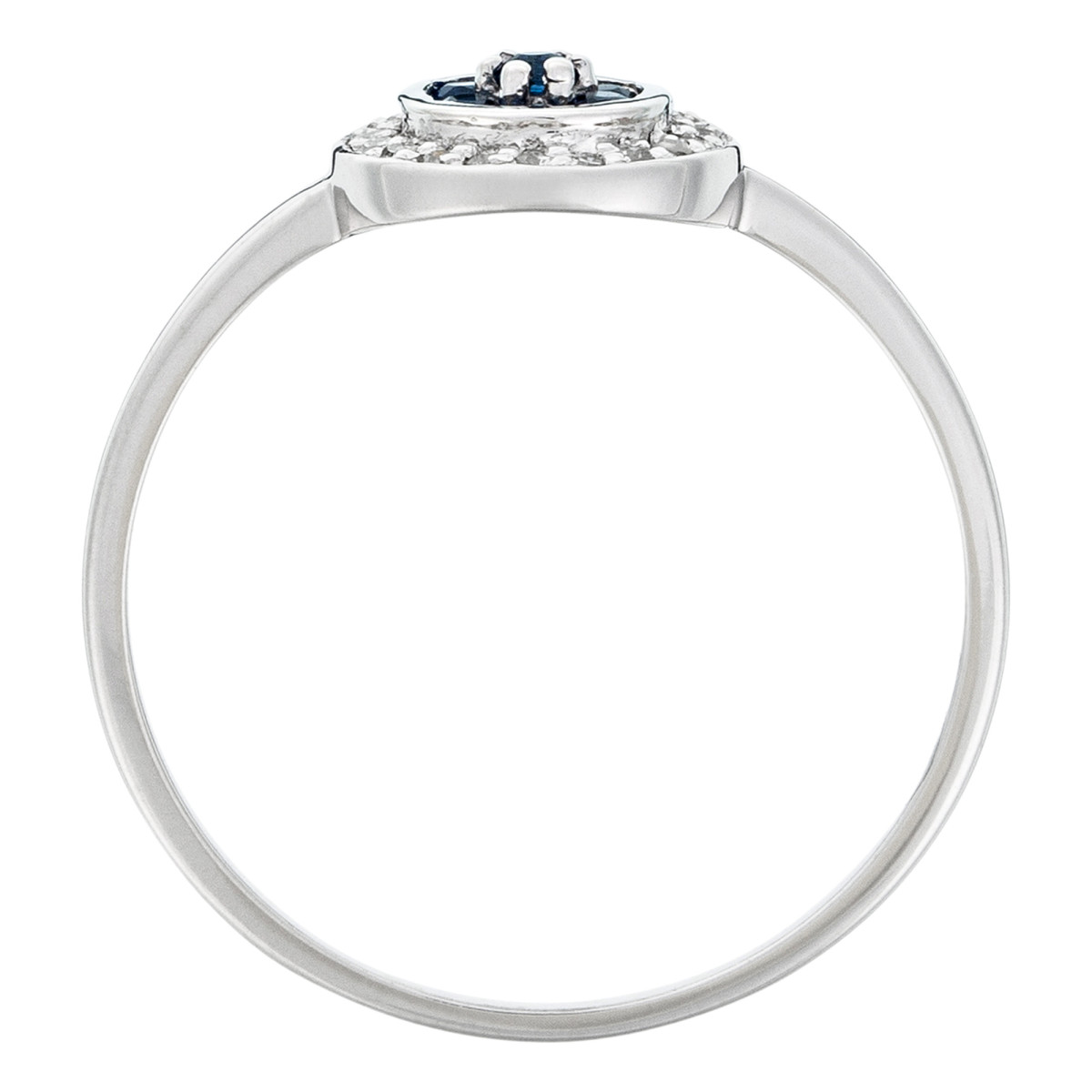 Bague Or Blanc, Diamants 0,07 carats et Saphir 0,18 carats "Bouclier" Bague "Bouclier Saphir" Or blanc et Diamants