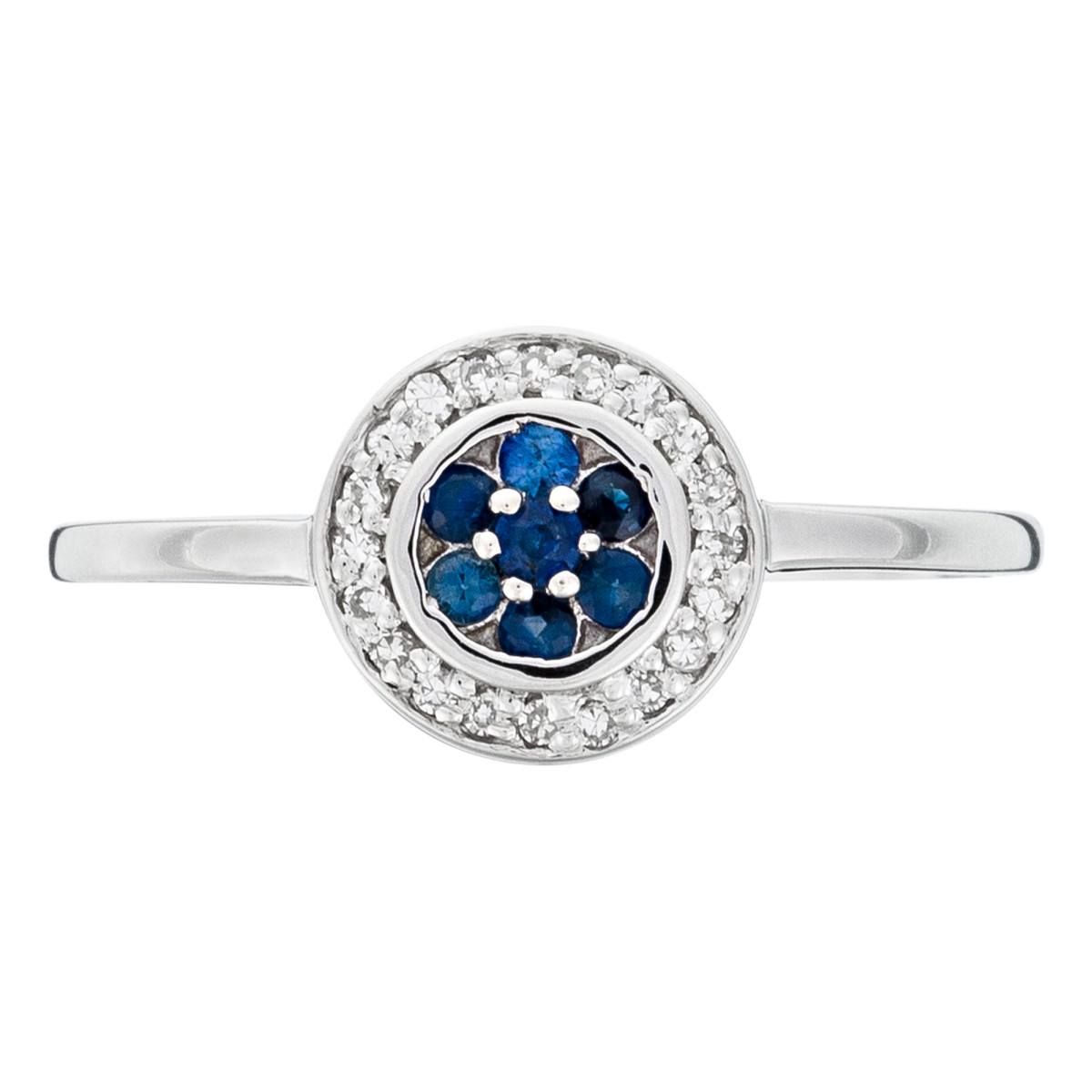 Bague "Bouclier Saphir" Or blanc et Diamants