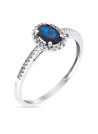 Bague Or Blanc, Diamants 0,1 carats et Saphir 0,74 carats "Royal Blue"