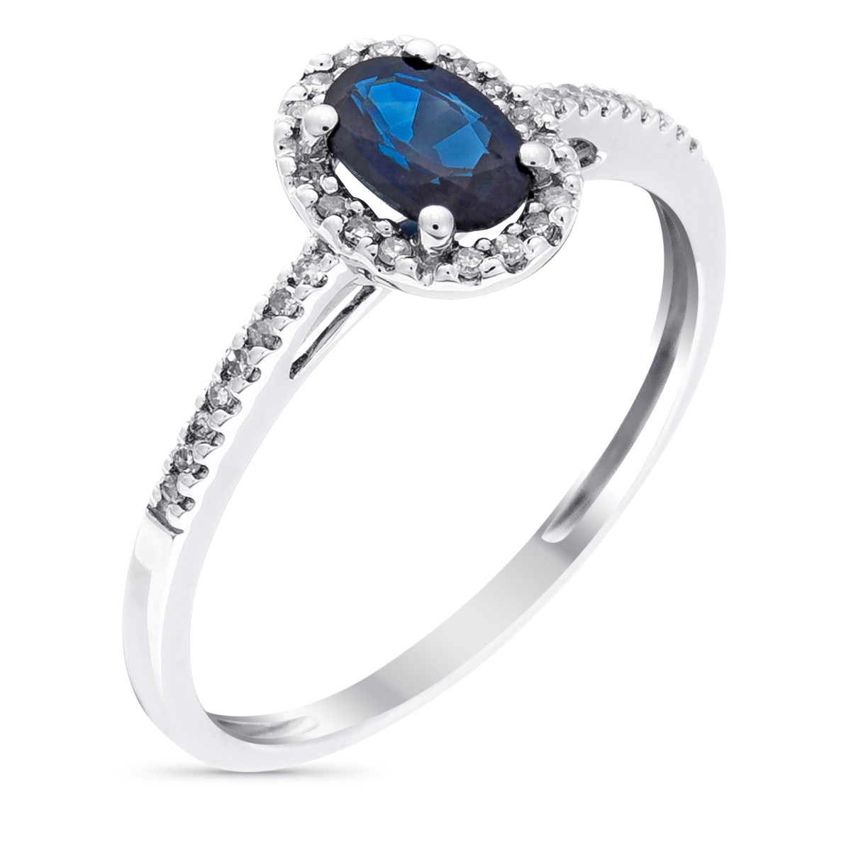 Solitaire "Royal Blue" Or blanc et Diamants