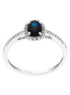 Bague Or Blanc, Diamants 0,1 carats et Saphir 0,74 carats "Royal Blue"