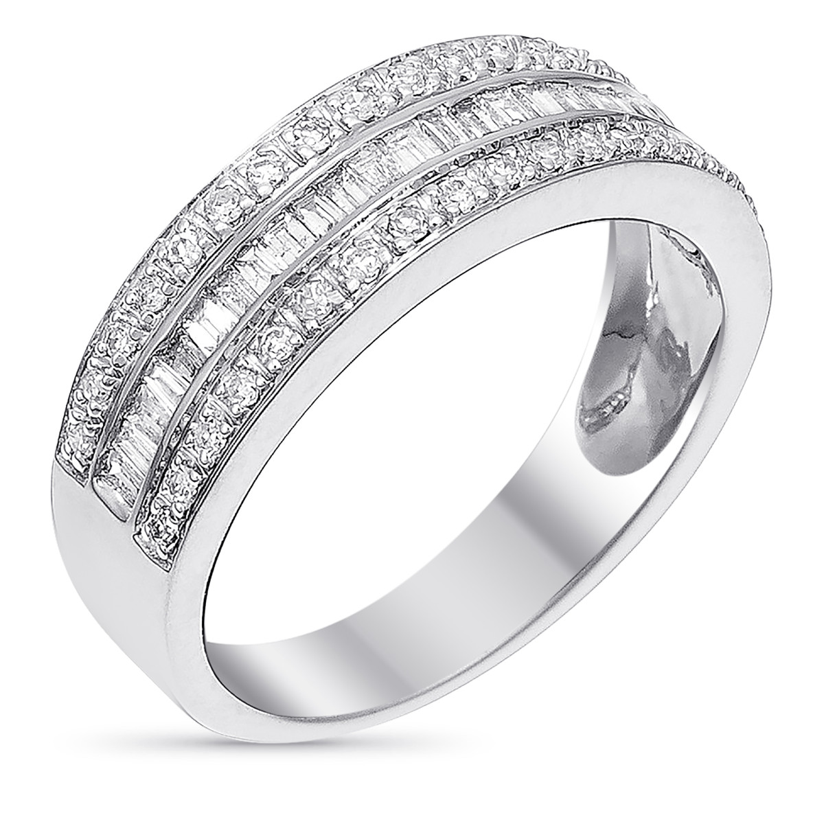 Alliance Baguette Bague Or Blanc et Diamants 0,5 carats pour femme Bague Alliance "KissBaguette" Or blanc et Diamants