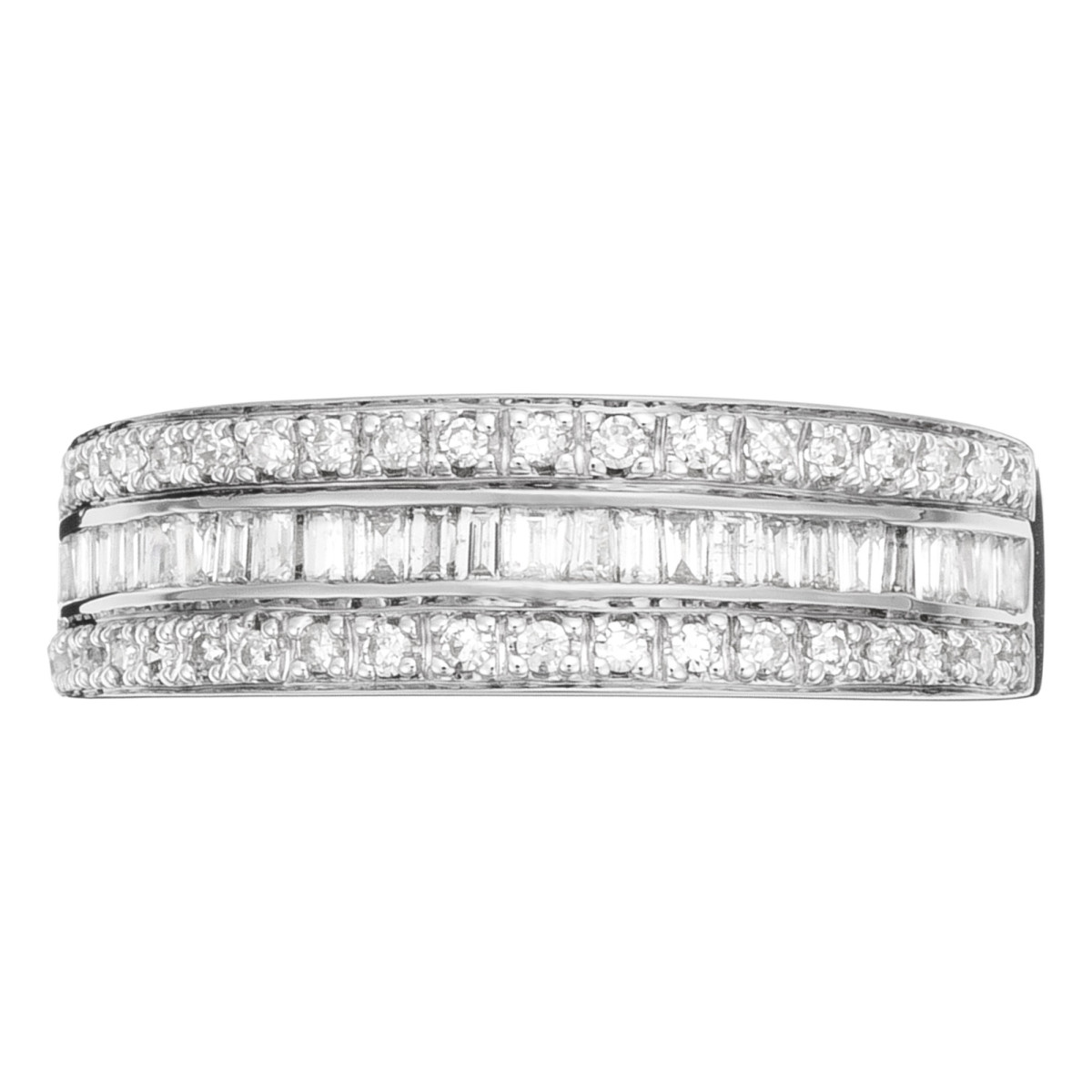 Bague Or Blanc et Diamants 0,5 carats "Kiss Baguette" Bague Alliance "KissBaguette" Or blanc et Diamants