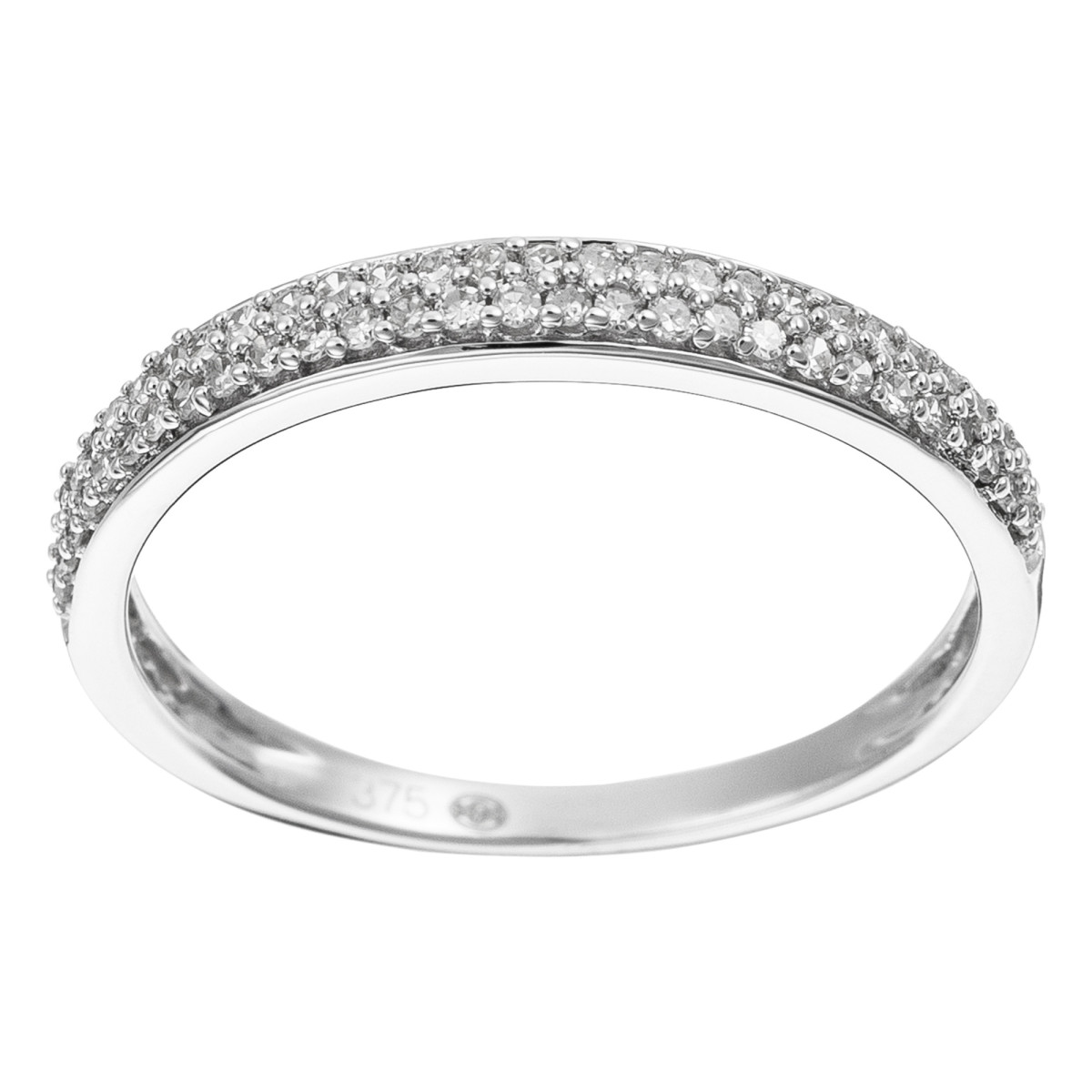 Bague Alliance "Granité" Or blanc et Diamants