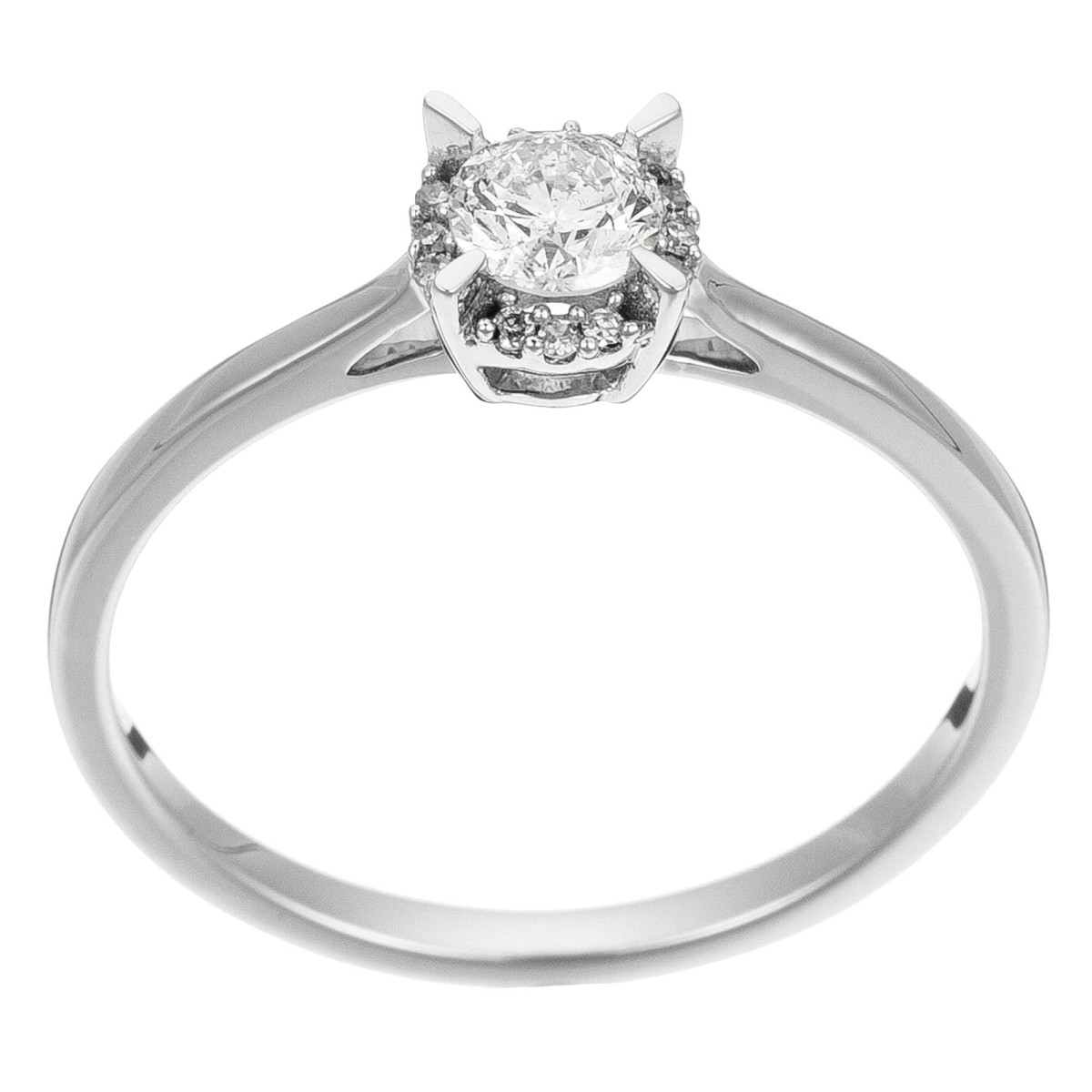 Bague Or Blanc et Diamants 0,10 carats "Amoureuse" Bague "Attachement Sublime" Or blanc et Diamant