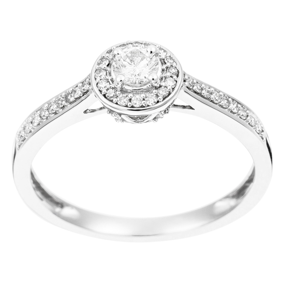 Bague Or Blanc et Diamants 0,30 carats "Brillant Somptueux" Bague "Attendrissante" Or blanc et Diamant