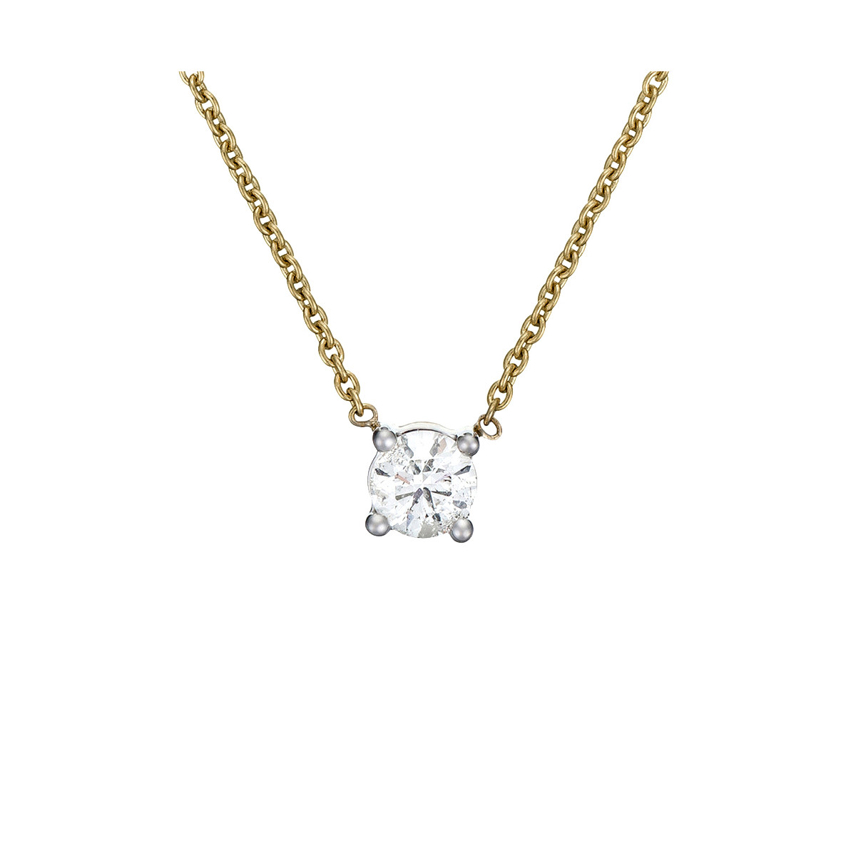 Collier Or Jaune et Diamant 0,33 carats "Brillant d'amour" Collier "Attachement Enchanté" Or jaune et Diamant