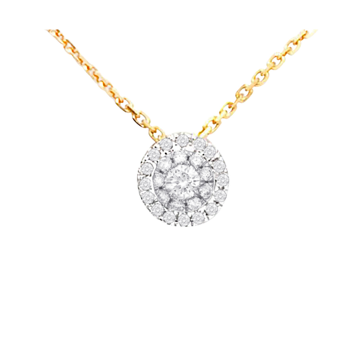 Pendentif Or Jaune et Diamants 0,12 carats "Mon Brillant" + chaîne argent offerte