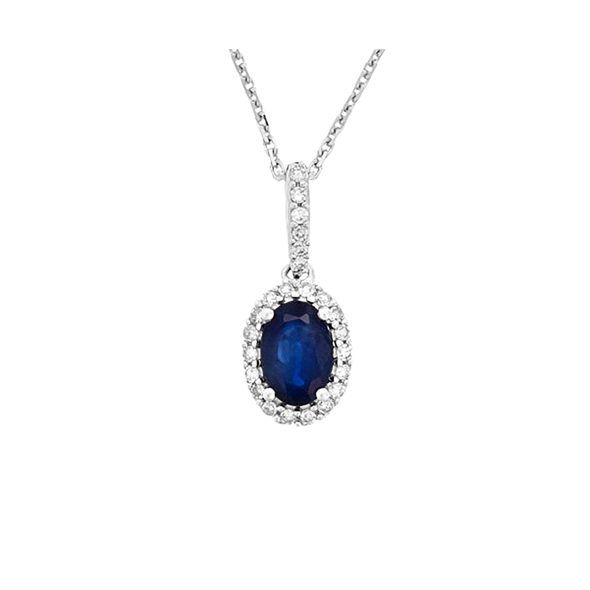 Pendentif "Douceur Brillante" Or blanc et Saphir