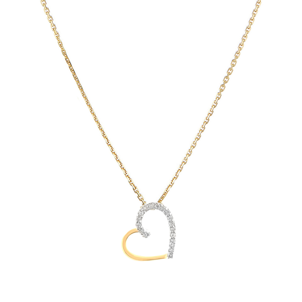 Collier Cœur Précieux Or Jaune 375 et Diamants 0.05ct Pendentif "Cœur précieux" Or Jaune et Diamants