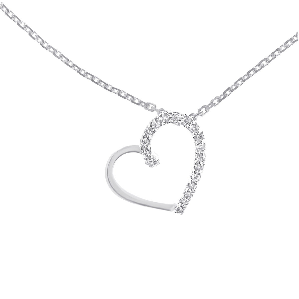 Pendentif "Coeur Précieux" Or blanc et Diamant