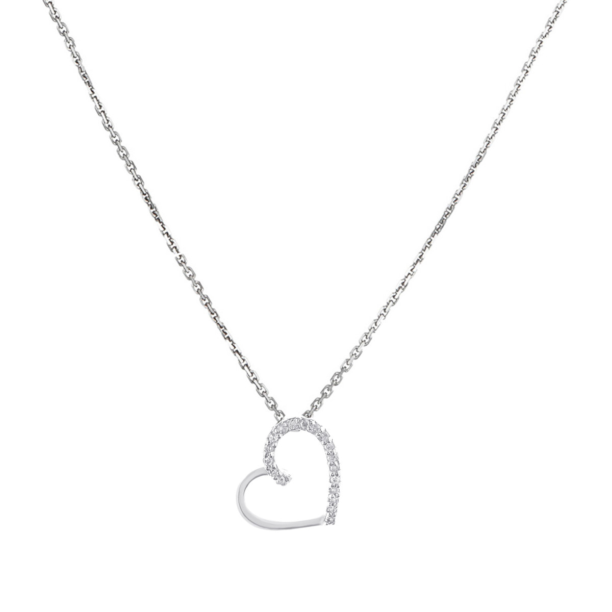 Pendentif "Coeur Précieux" Or blanc et Diamant