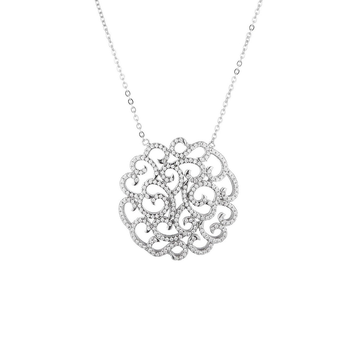 Collier argent et oxydes de zirconium "Arabesque ajman " + chaîne argent offerte