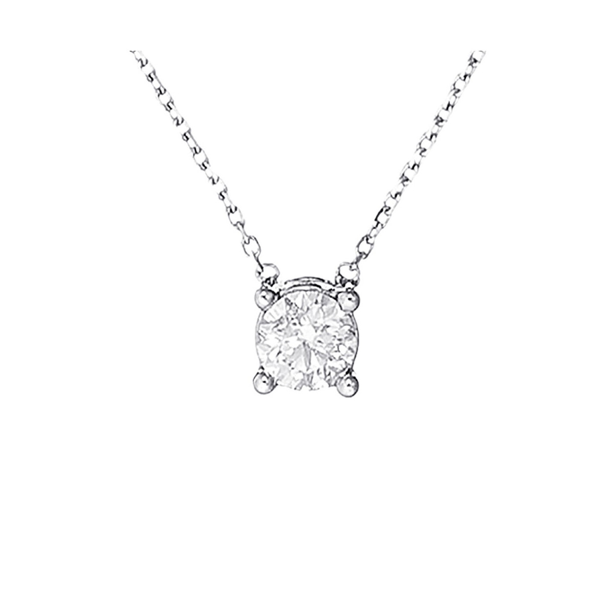 Collier Or Blanc et Diamant 0,33 carats "Brillant d'amour" Collier "Attachement Enchanté" Or blanc et Diamant
