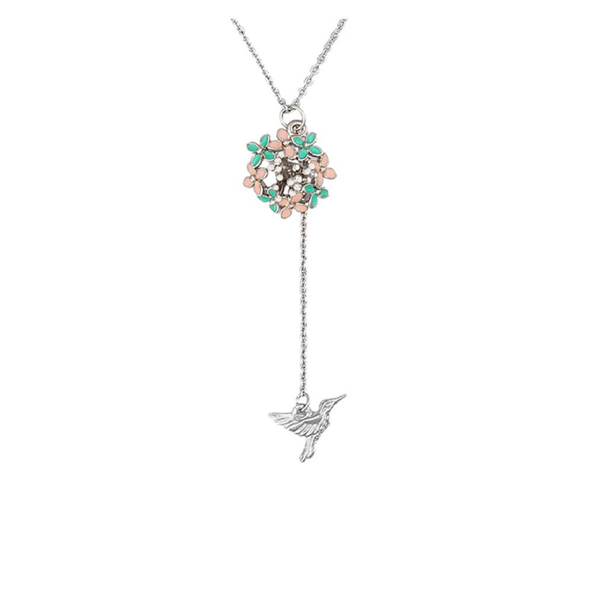 Collier laiton Argenté "Bouquet de Printemps"