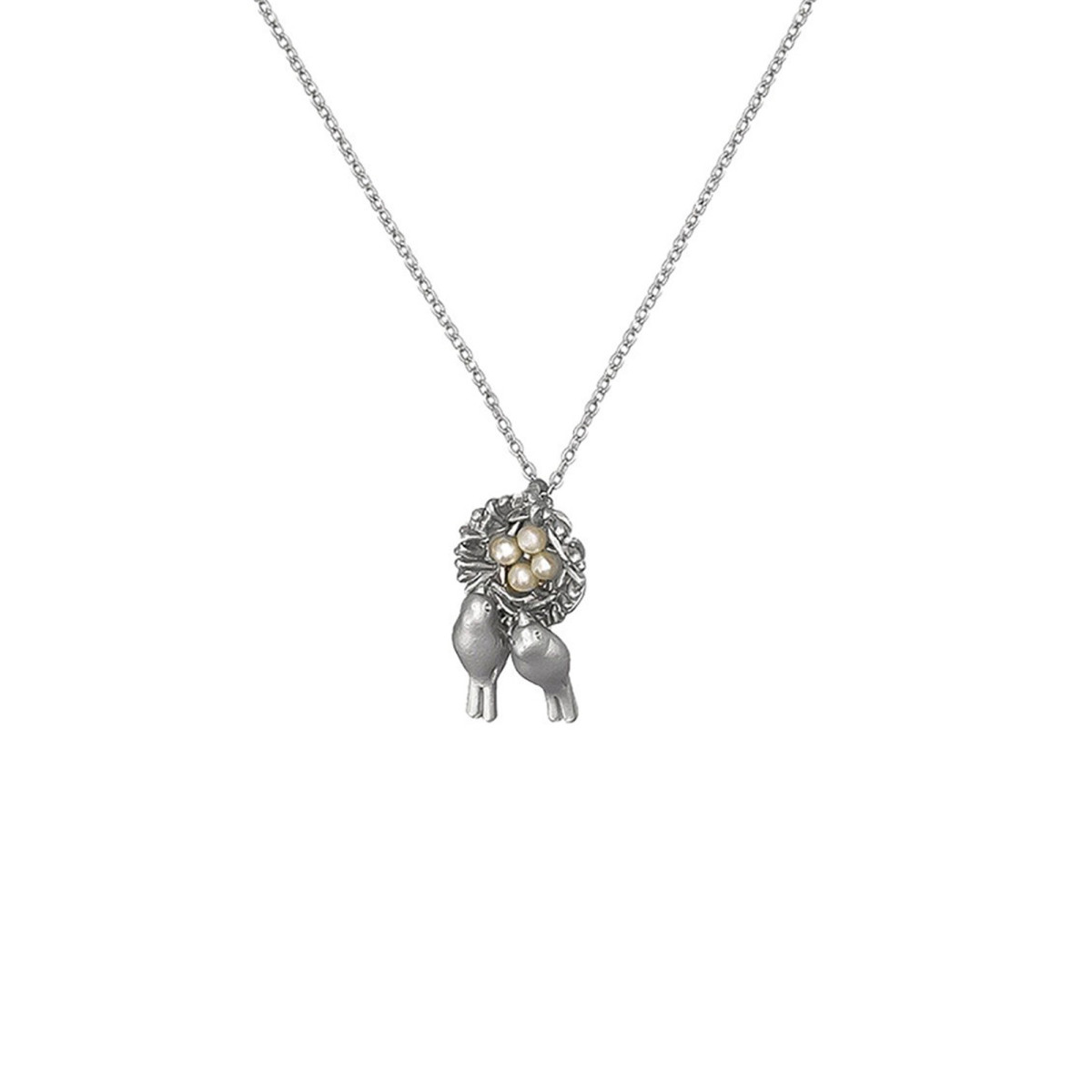 Collier laiton Argenté "La Famille Mésanges"