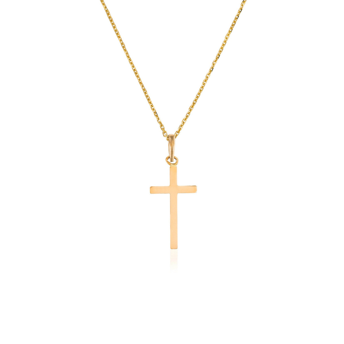 Pendentif Or Jaune "Croix Croyance" + chaîne argent doré offerte