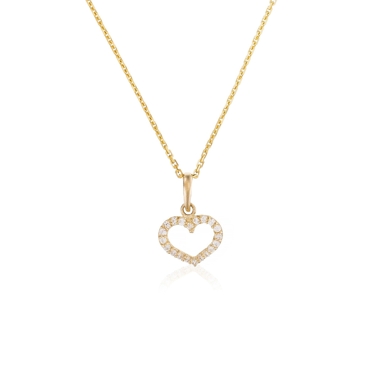 Pendentif + Chaîne femme bienveillant Or Jaune 375 et zirconium Pendentif "Soupir" Or jaune