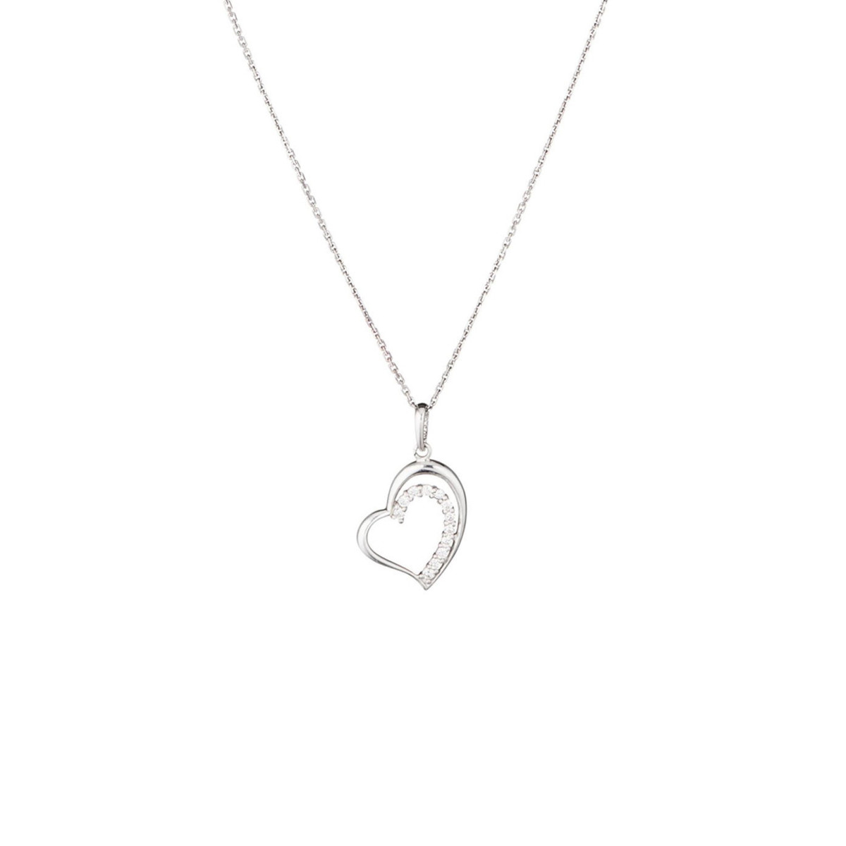 Pendentif + Chaîne femme réconfOrtant Or Blanc 375 et zirconium Pendentif Or Blanc et oxydes de zirconium "Réconfortant" + chaîne argent offerte