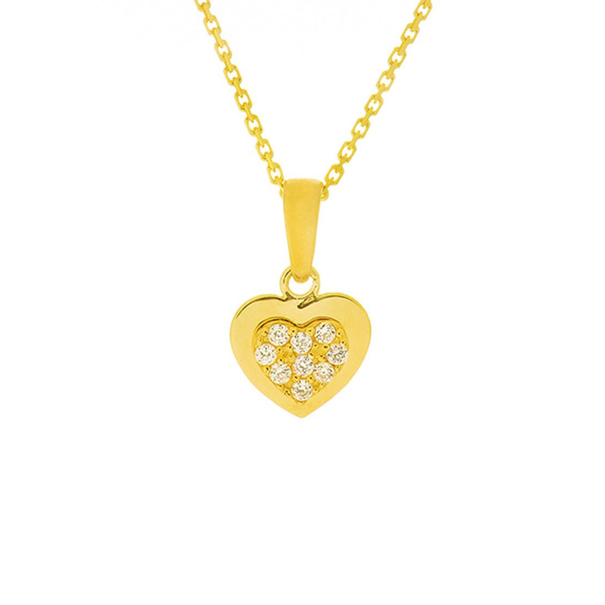 Pendentif Or Jaune et oxydes de zirconium "Effect" + chaîne en vermeil offerte