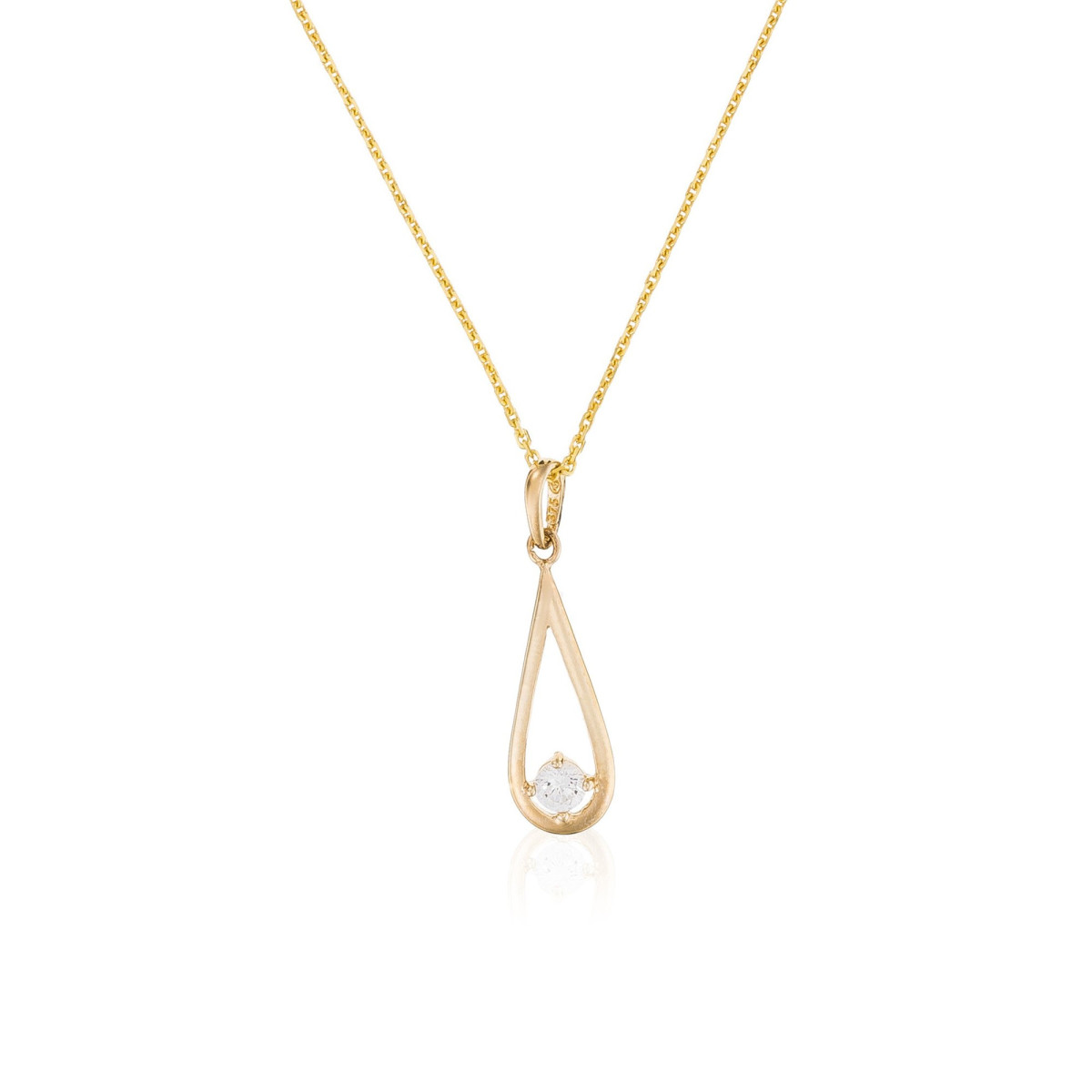 Pendentif + Chaîne femme authentique Or Jaune 375 et zirconium Pendentif "Calypso" Or jaune