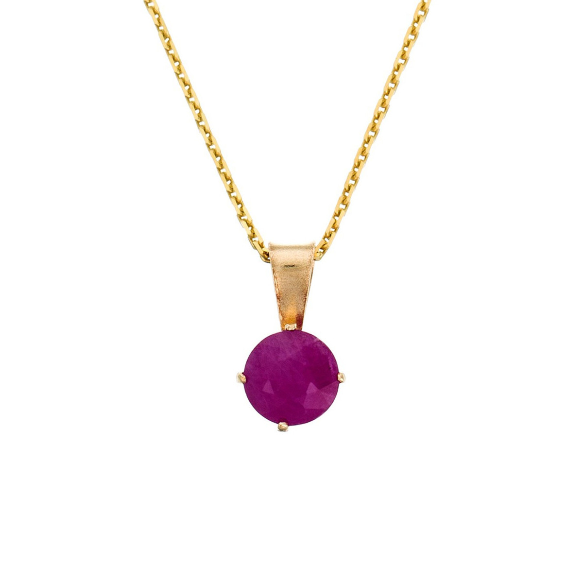 Pendentif Or Jaune et Rubis Rond Puce Pendentif "Phalène" Or jaune