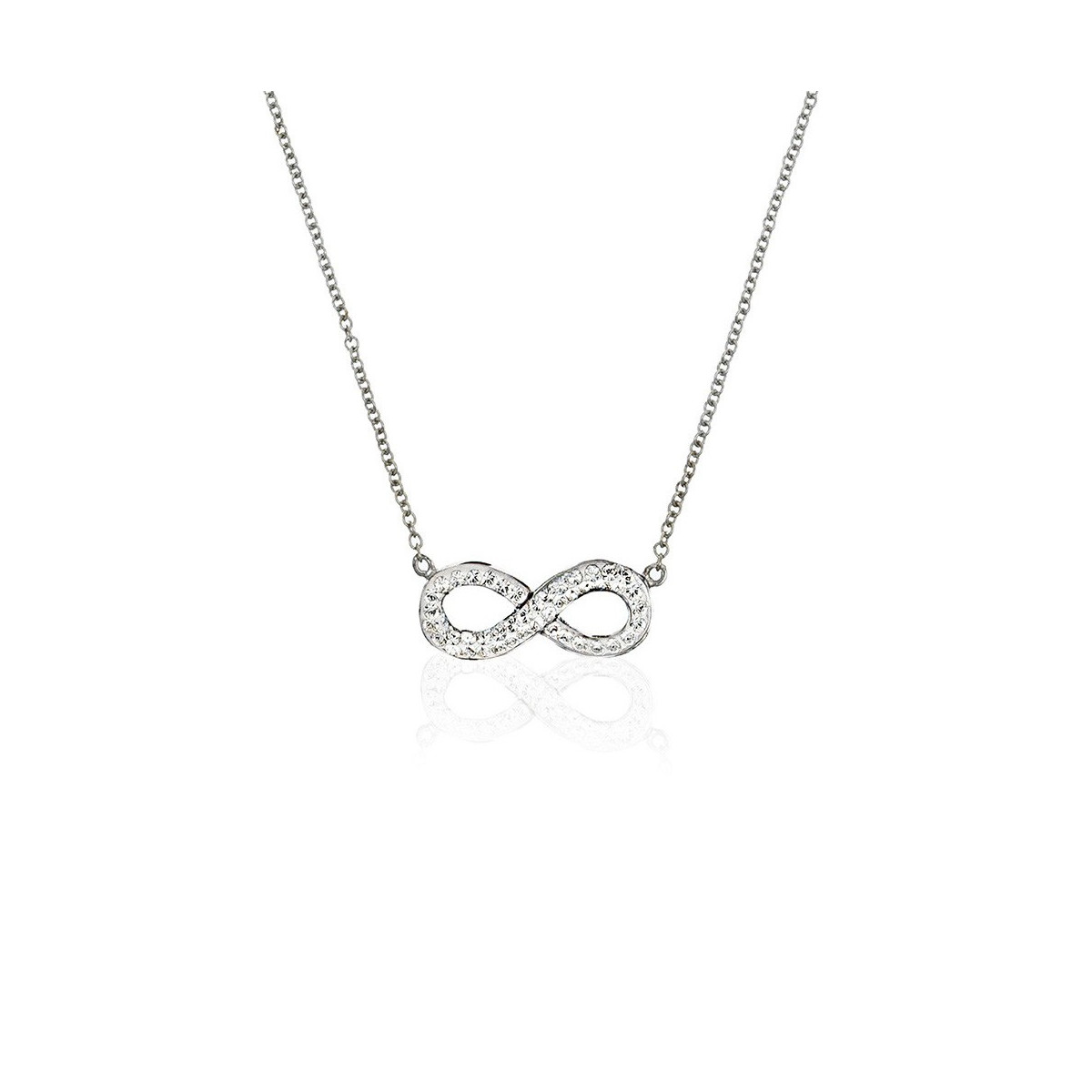 Collier laiton Argenté orné de cristaux Blanc "Infinity"