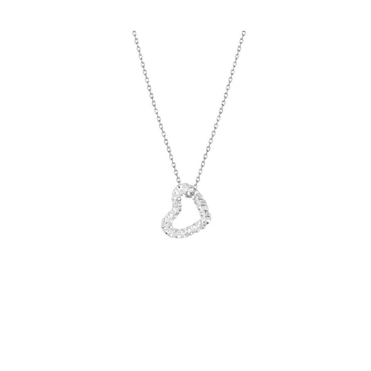 Pendentif + Chaîne In Love Métal Argenté Orné de Cristaux Swarovski Elements Blanc Pendentif laiton Argenté orné de cristaux Blanc "In Love " + chaîne argent offerte