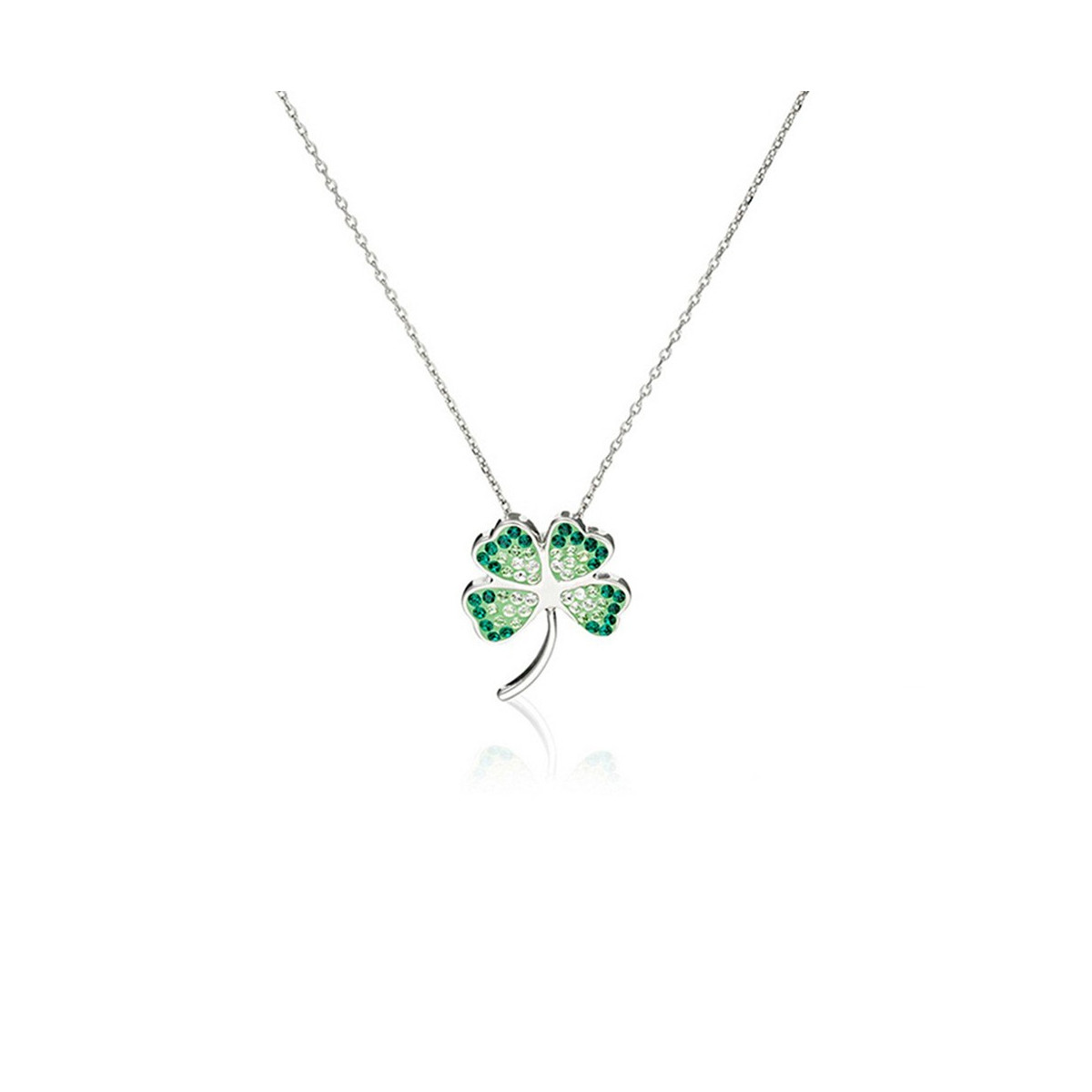Pendentif + Chaîne Bonheur Peridot Argent 925 Orné de Cristaux Swarovski Elements Vert Pendentif Argent orné de cristaux Vert "Bonheur" + chaîne argent offerte