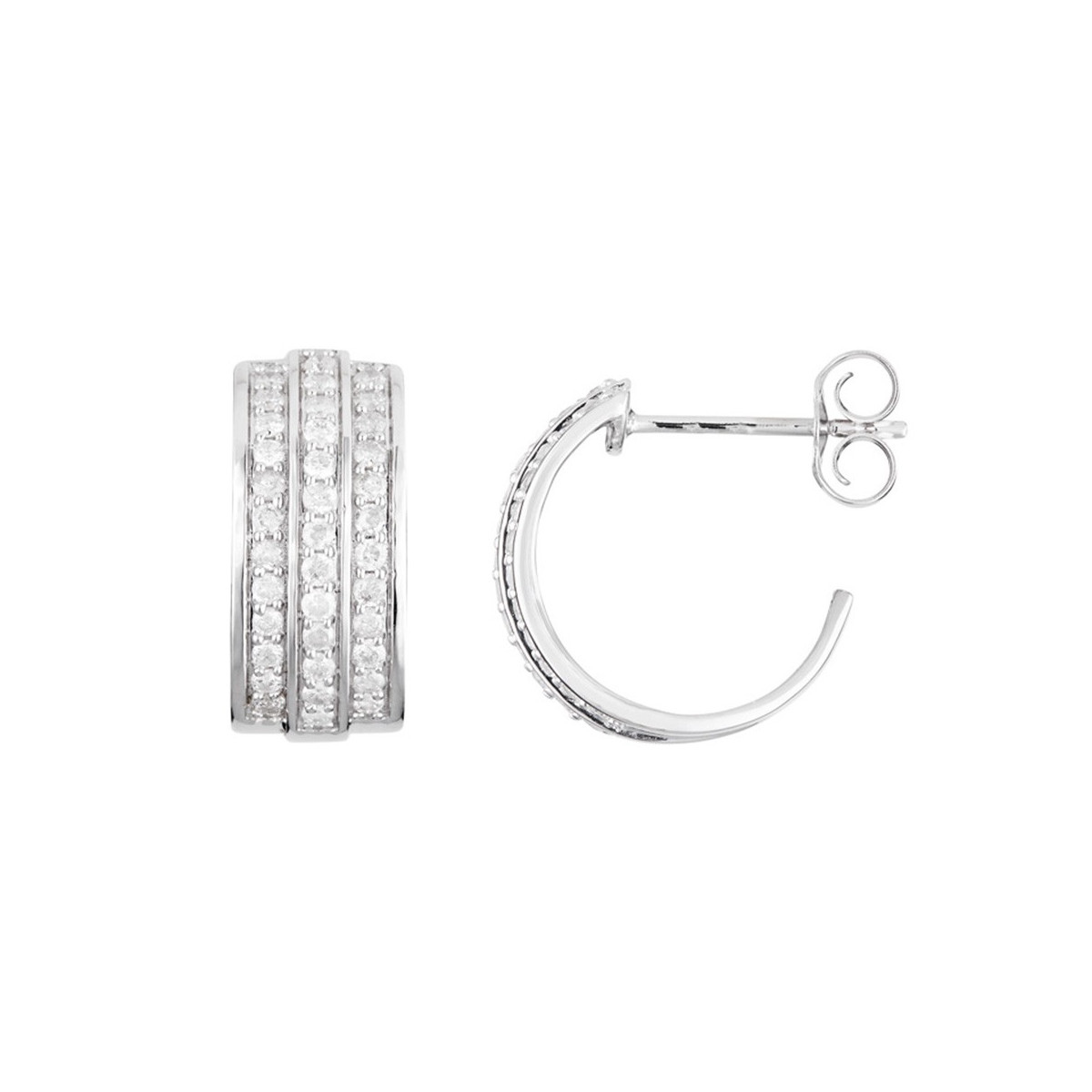 Boucles d'oreilles Or Blanc et Diamants 0,51 carat Boucles d'oreilles "Isaure" Or blanc et Diamant