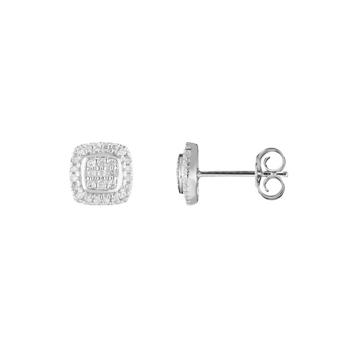 Boucles d'oreilles puces Or Blanc et Diamants 0,15 carats Boucles d'oreilles "Aéla" Or blanc et Diamant