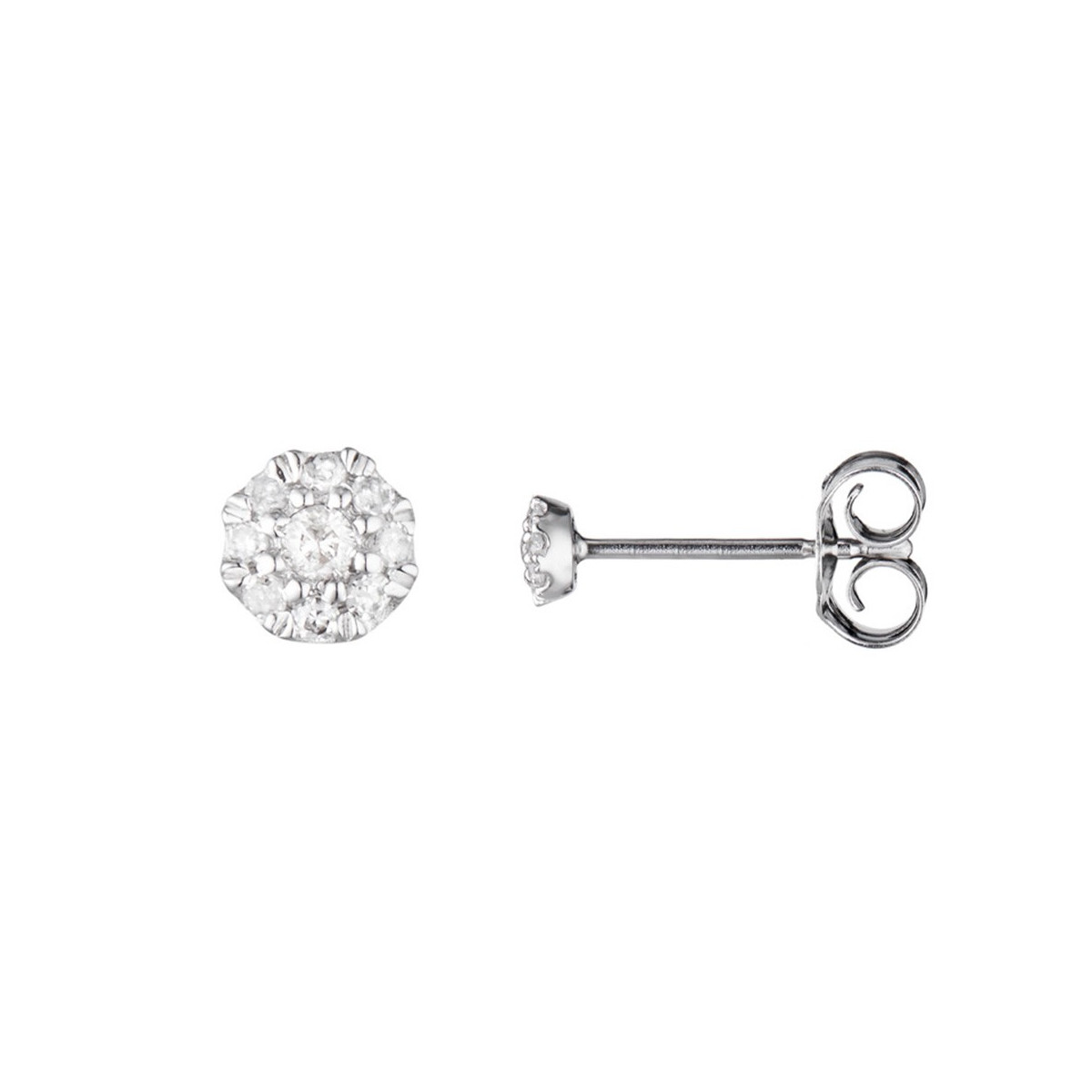 Boucles d'oreilles Or Blanc et Diamants 0,07 carat "IDYLLE" Boucles d'oreilles "Ambroise" Or blanc et Diamant