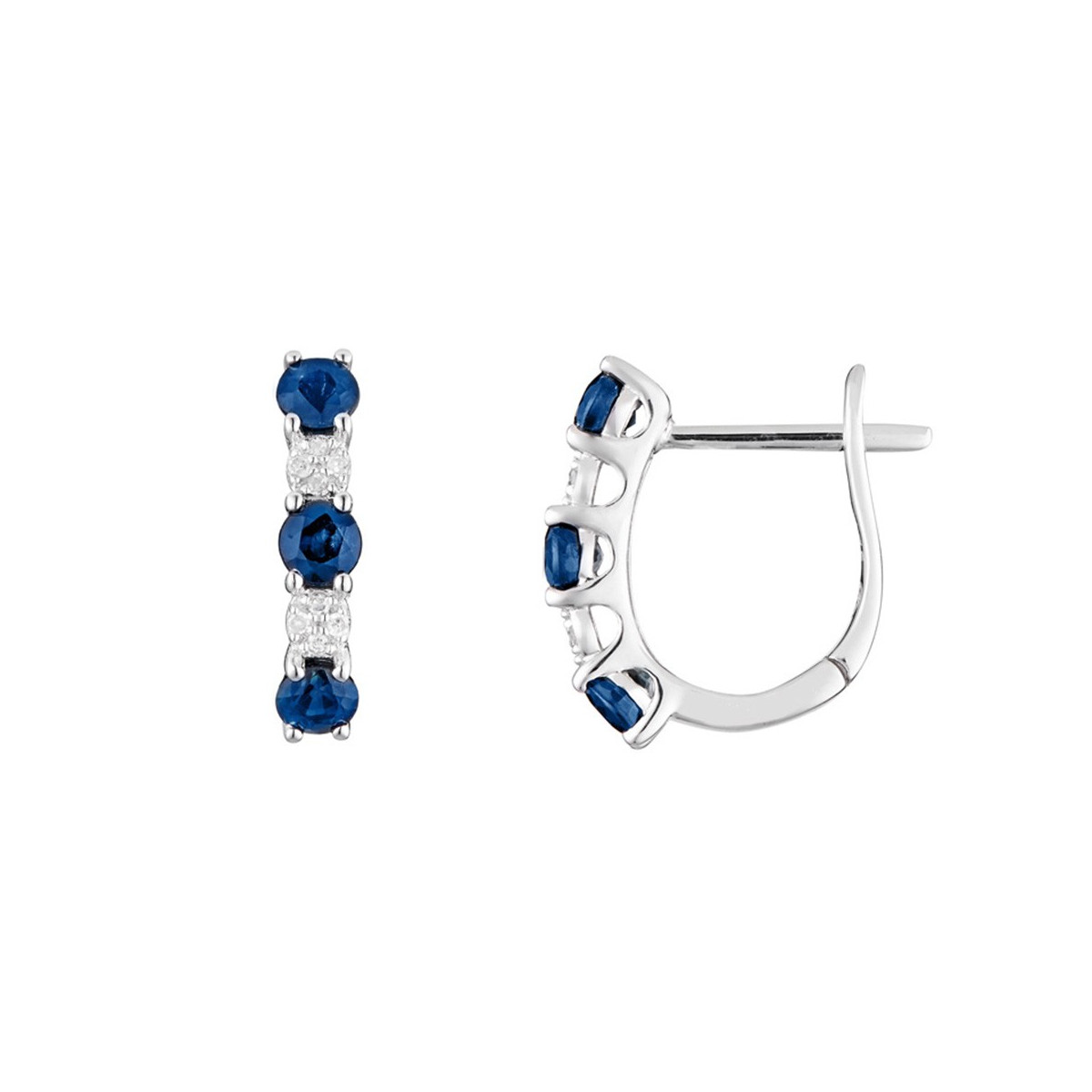 Boucles d'oreilles Or Blanc, Diamants 0,05 carat et Saphirs 1,08 carat "PORT ROYAL" Boucles d'oreilles " Sabine" Or blanc et Saphir